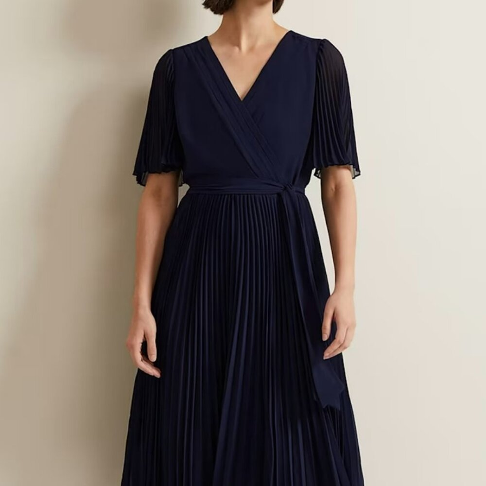 Phase Eight Kendall Pleated Dress NAVY